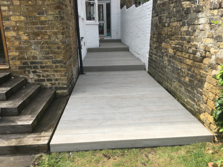 garden decking and footpath